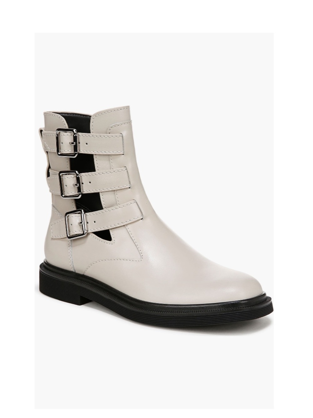 Franco Sarto Argo Boot White Leather Women’s Size 7.5 Biker Boot
